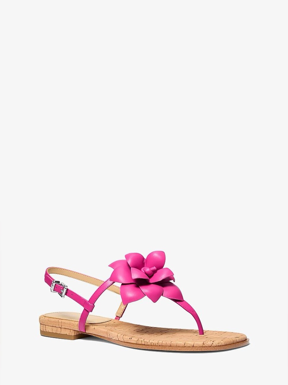 New! Michael Kors Women Jacie Floral Embellished Leather T-Strap Sandal Pink 10